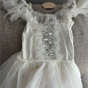 Tutu Du Monde white and Silver Kids tulle Dress